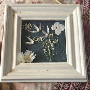 Framed Floral Art with White Flowers